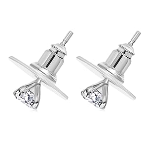 Moissanite Earrings in Rhodium Over Sterling Silver 1.00 ctw