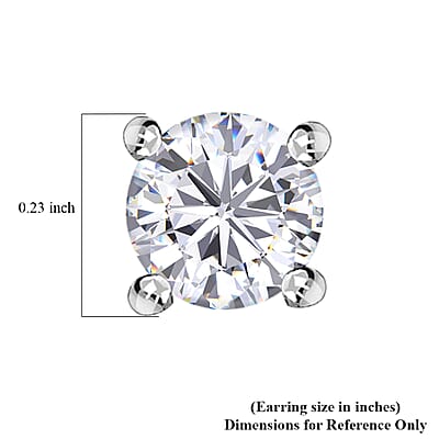 Moissanite Earrings in Rhodium Over Sterling Silver 1.00 ctw