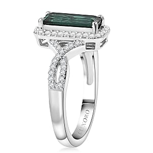 Luxoro AAA Lagoon Tourmaline, Diamond Ring in 10K White Gold 1.93 ctw (Size 8.0)