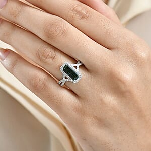 Luxoro 10K White Gold AAA Lagoon Tourmaline,  Diamond (I2) Ring (Size 8.0) 1.93 ctw