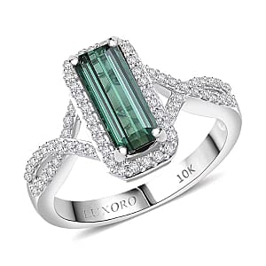 Luxoro AAA Lagoon Tourmaline, Diamond Ring in 10K White Gold 1.93 ctw (Size 9.0)