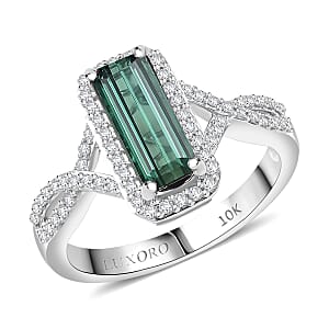 Luxoro 10K White Gold AAA Lagoon Tourmaline,  Diamond (I2) Ring (Size 8.0) 1.93 ctw