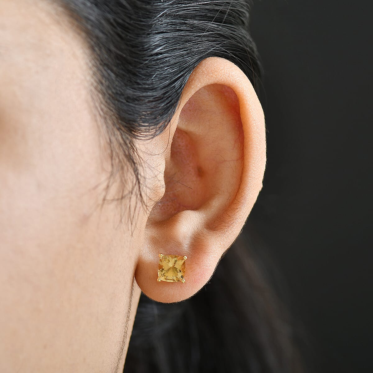 D'Joy Premium Marialite 2.70 ctw Solitaire Stud Earrings in 18K Vermeil Yellow Gold Over Sterling Silver image number 2