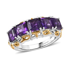 EverTrue Premium African Amethyst 3.10 ctw Ring in 18K YG Plated and Platinum Bond (Size 10.0)