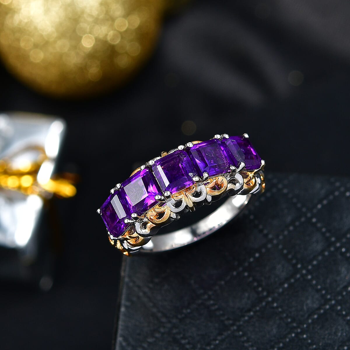 EverTrue African Amethyst Ring in 18K YG Plated and Platinum Bond 3.10 ctw (Size 10.0) image number 1