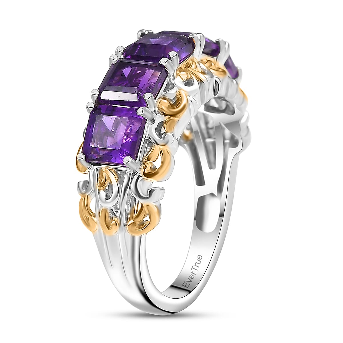 EverTrue African Amethyst Ring in 18K YG Plated and Platinum Bond 3.10 ctw (Size 10.0) image number 3