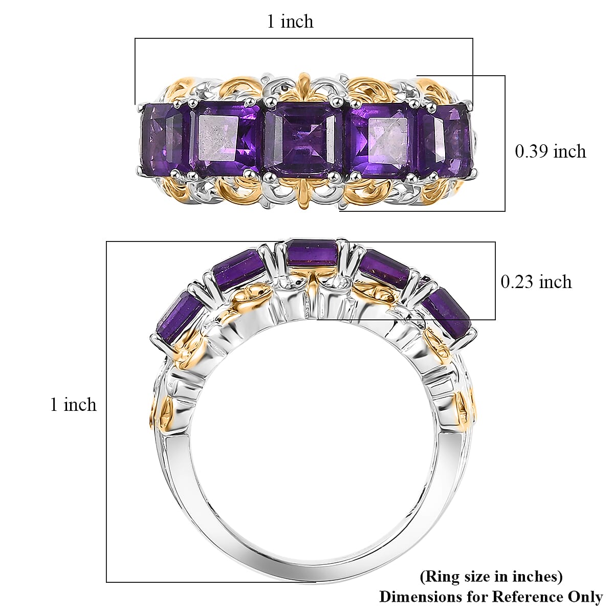 EverTrue African Amethyst Ring in 18K YG Plated and Platinum Bond 3.10 ctw (Size 10.0) image number 5