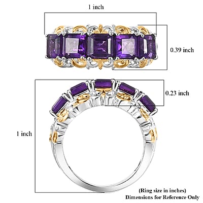 EverTrue African Amethyst Ring in 18K YG Plated and Platinum Bond 3.10 ctw (Size 8.0)