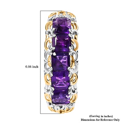 EverTrue African Amethyst 3.65 ctw Art Nouveau Hoop Earrings in 18K YG Plated and Platinum Bond
