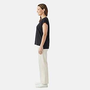 Closeout Christopher & Banks Black Relaxed Restyled Step Hem Tee - Medium