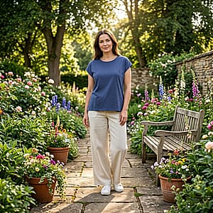 Closeout Christopher & Banks Indigo Relaxed Restyled Step Hem Tee - XXL