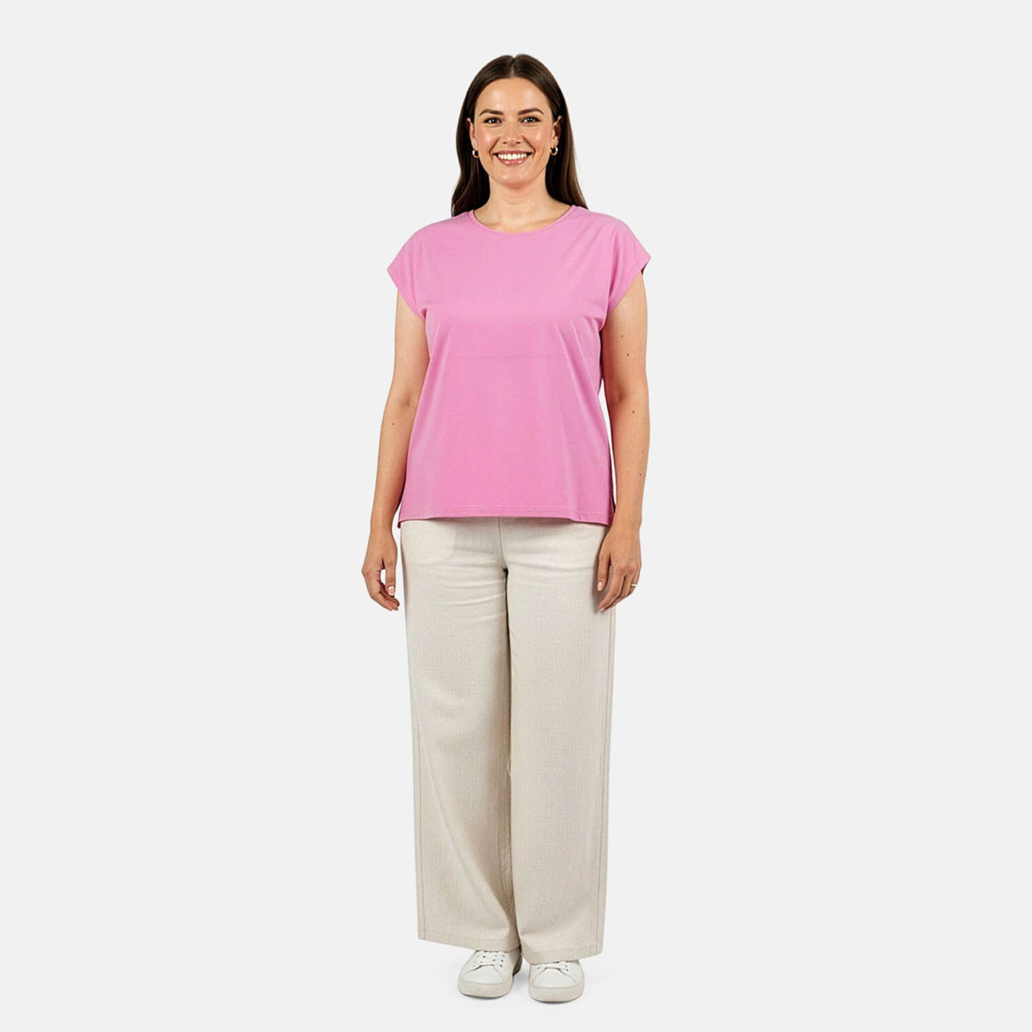 Closeout Christopher & Banks Light Pink Relaxed Restyled Step Hem Tee - Small