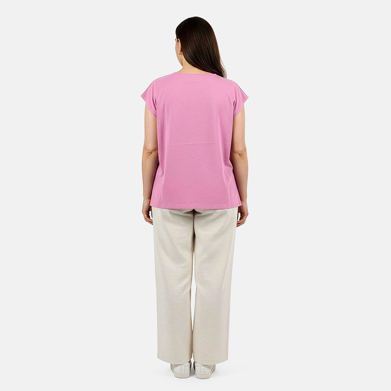 Closeout Christopher & Banks Light Pink Relaxed Restyled Step Hem Tee - Small