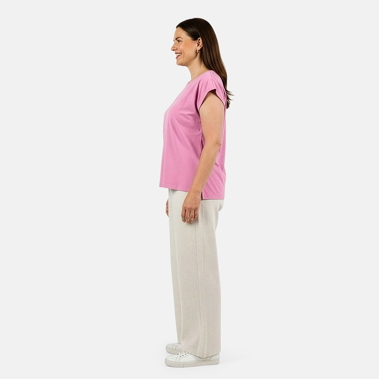 Closeout Christopher & Banks Light Pink Relaxed Restyled Step Hem Tee - Small