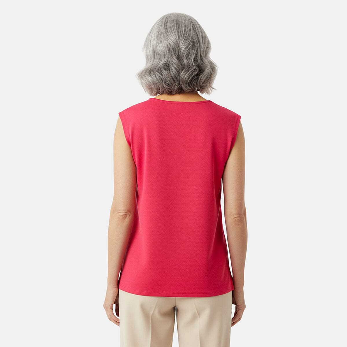 Closeout Christopher & Banks Pink Relaxed Restyled Step Hem Tee -2X image number 1