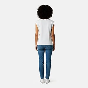 Closeout Christopher & Banks White Relaxed Restyled Step Hem Tee - Medium
