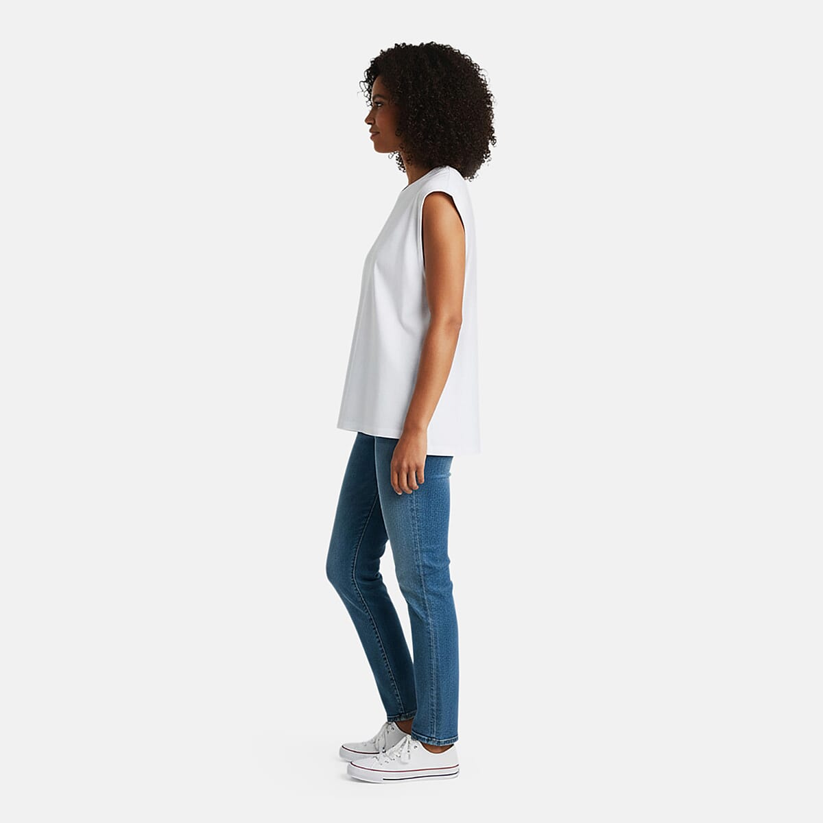 Closeout Christopher & Banks White Relaxed Restyled Step Hem Tee - Petite Large image number 2