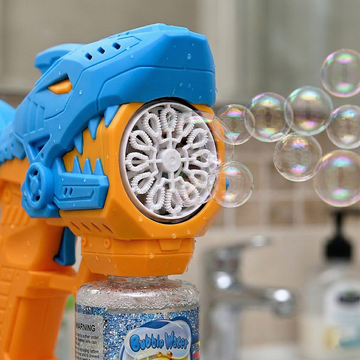 Blue Mini Robotic Shark Bubble Toy (Includes 90ml Bubble Liquid) image number 1