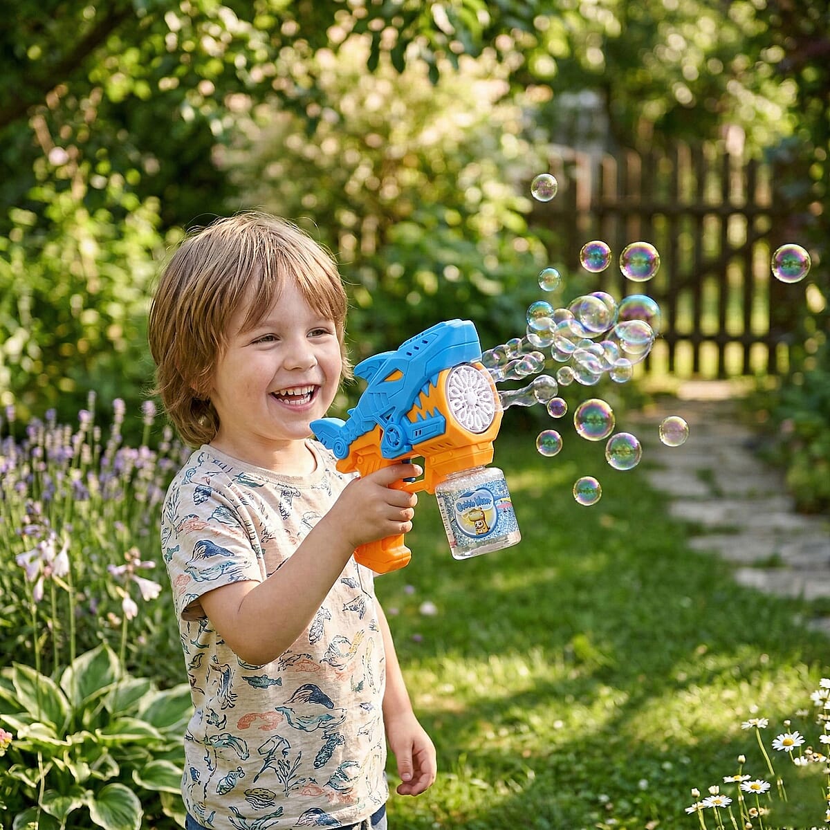 Blue Mini Robotic Shark Bubble Toy (Includes 90ml Bubble Liquid) image number 3