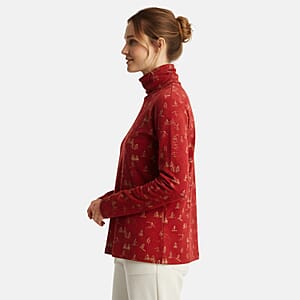 Closeout Christopher & Banks Red Ski Print Turtleneck Tee - XL