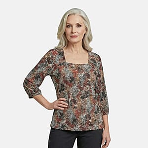 Closeout Christopher & Banks Multi Smocked Raglan Sleeve Square Neck Peasant Top - Petite Medium