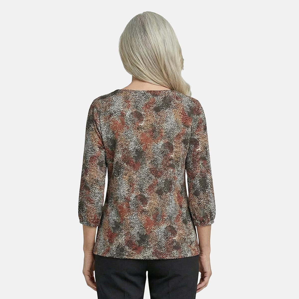 Closeout Christopher & Banks Multi Smocked Raglan Sleeve Square Neck Peasant Top - Petite Medium image number 1