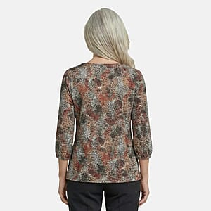 Closeout Christopher & Banks Multi Smocked Raglan Sleeve Square Neck Peasant Top - Petite Medium