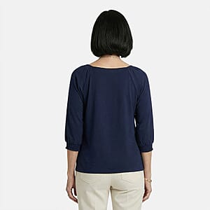 Closeout Christopher & Banks Multi Smocked Raglan Sleeve Square Neck Peasant Top - Petite XL