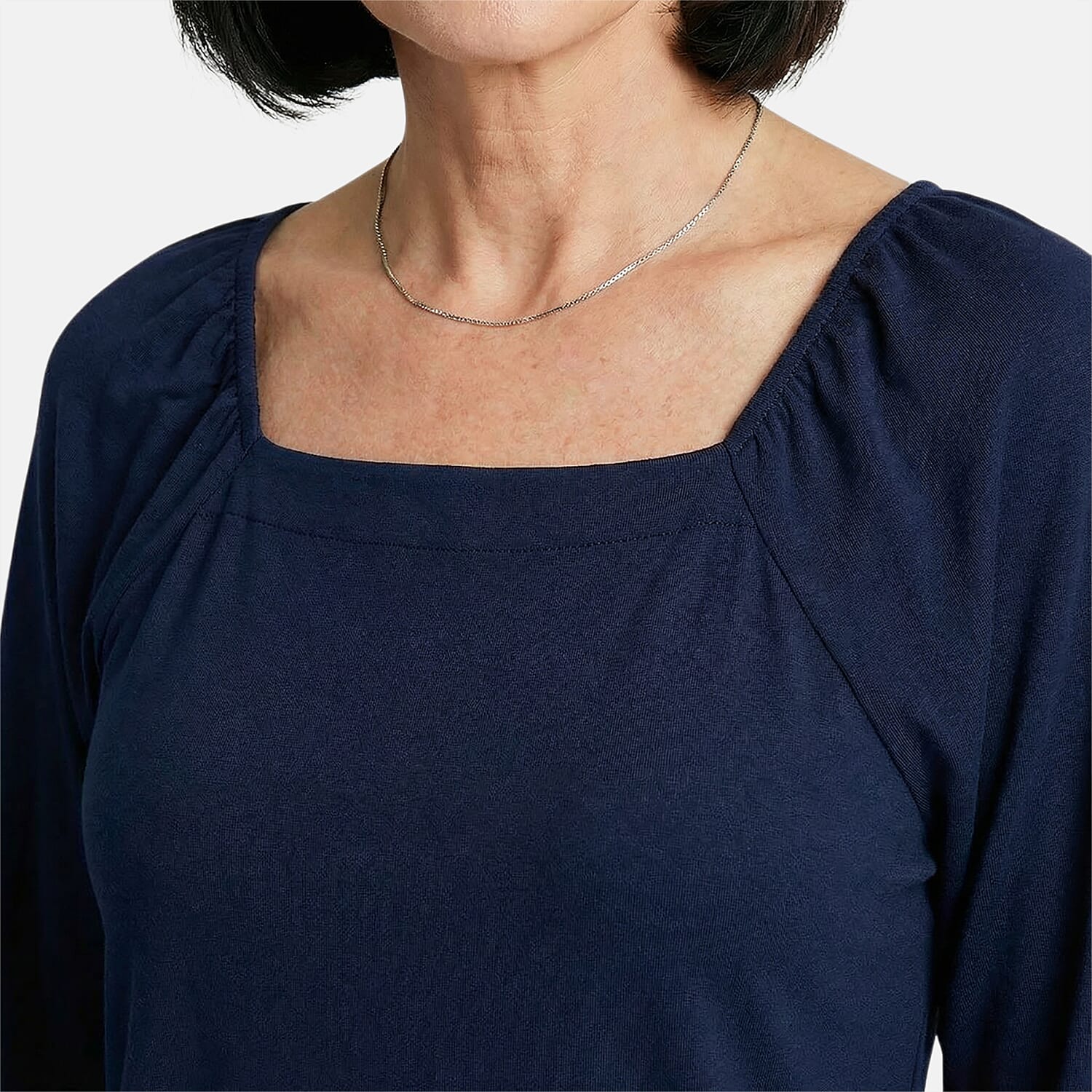 Closeout Christopher & Banks Multi Smocked Raglan Sleeve Square Neck Peasant Top - Petite XL