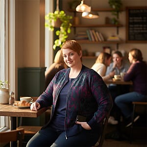 Closeout Christopher & Banks Multi Patchwork Zip Front Sweater - 2X