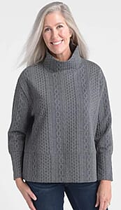 Closeout Christopher & Banks Charcoal Relaxed Restyled Cable Pattern Top - XXL