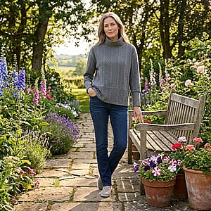 Closeout Christopher & Banks Charcoal Relaxed Restyled Cable Pattern Top - X