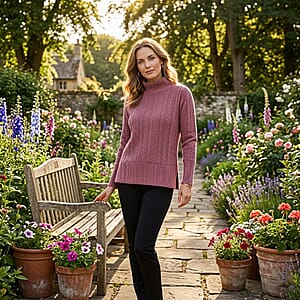 Closeout Christopher & Banks Rose Relaxed Restyled Cable Pattern Top - Large