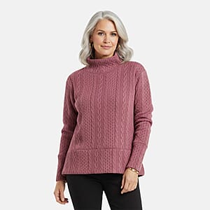 Closeout Christopher & Banks Rose Relaxed Restyled Cable Pattern Top - 1X