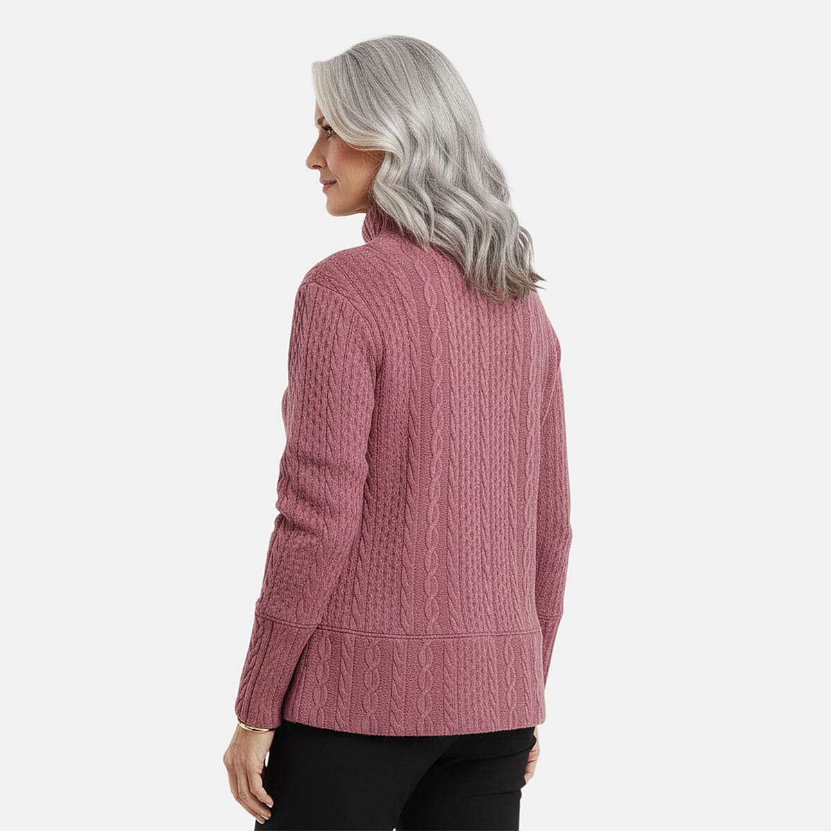 Closeout Christopher & Banks Rose Relaxed Restyled Cable Pattern Top - 2X image number 1