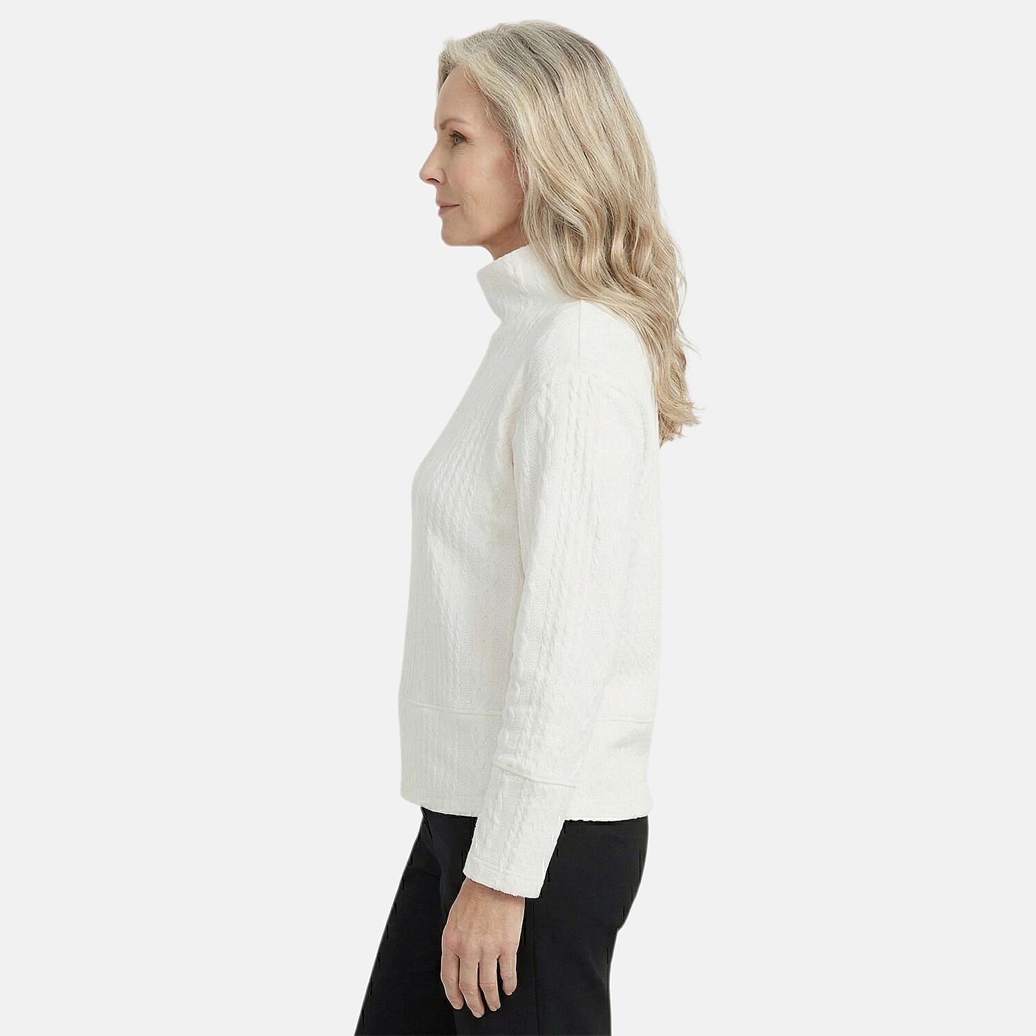 Closeout Christopher & Banks White Relaxed Restyled Cable Pattern Top - XL