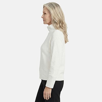 Closeout Christopher & Banks White Relaxed Restyled Cable Pattern Top - XL