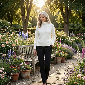 Closeout Christopher & Banks White Relaxed Restyled Cable Pattern Top - Petite small