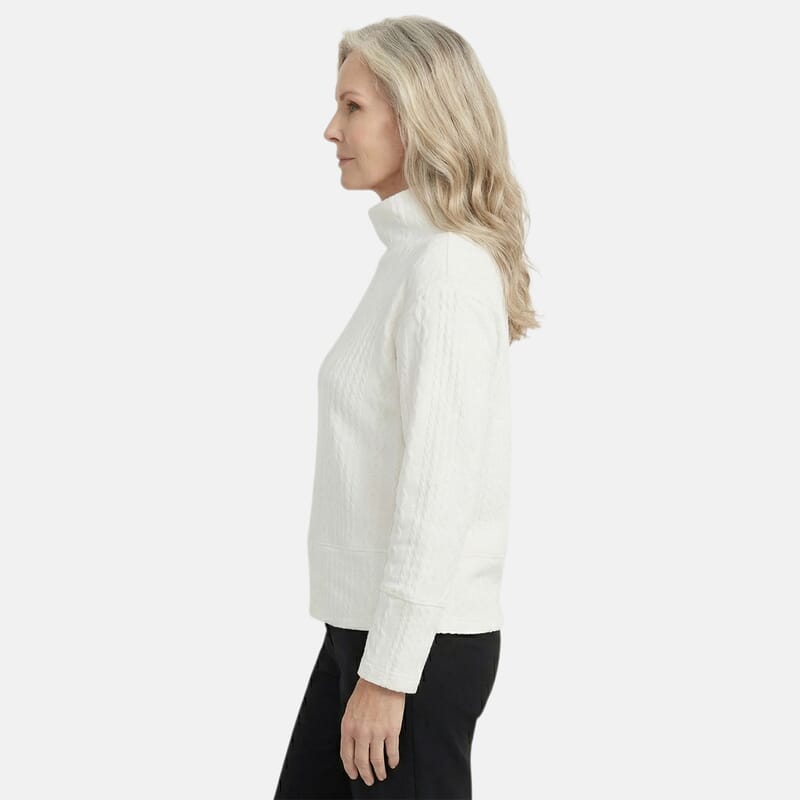 Closeout Christopher & Banks White Relaxed Restyled Cable Pattern Top - Petite small