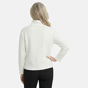 Closeout Christopher & Banks White Relaxed Restyled Cable Pattern Top - Petite Medium