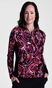 Closeout Christopher & Banks Purple Relaxed Restyled Quarter Zip Mock Neck Top - Large