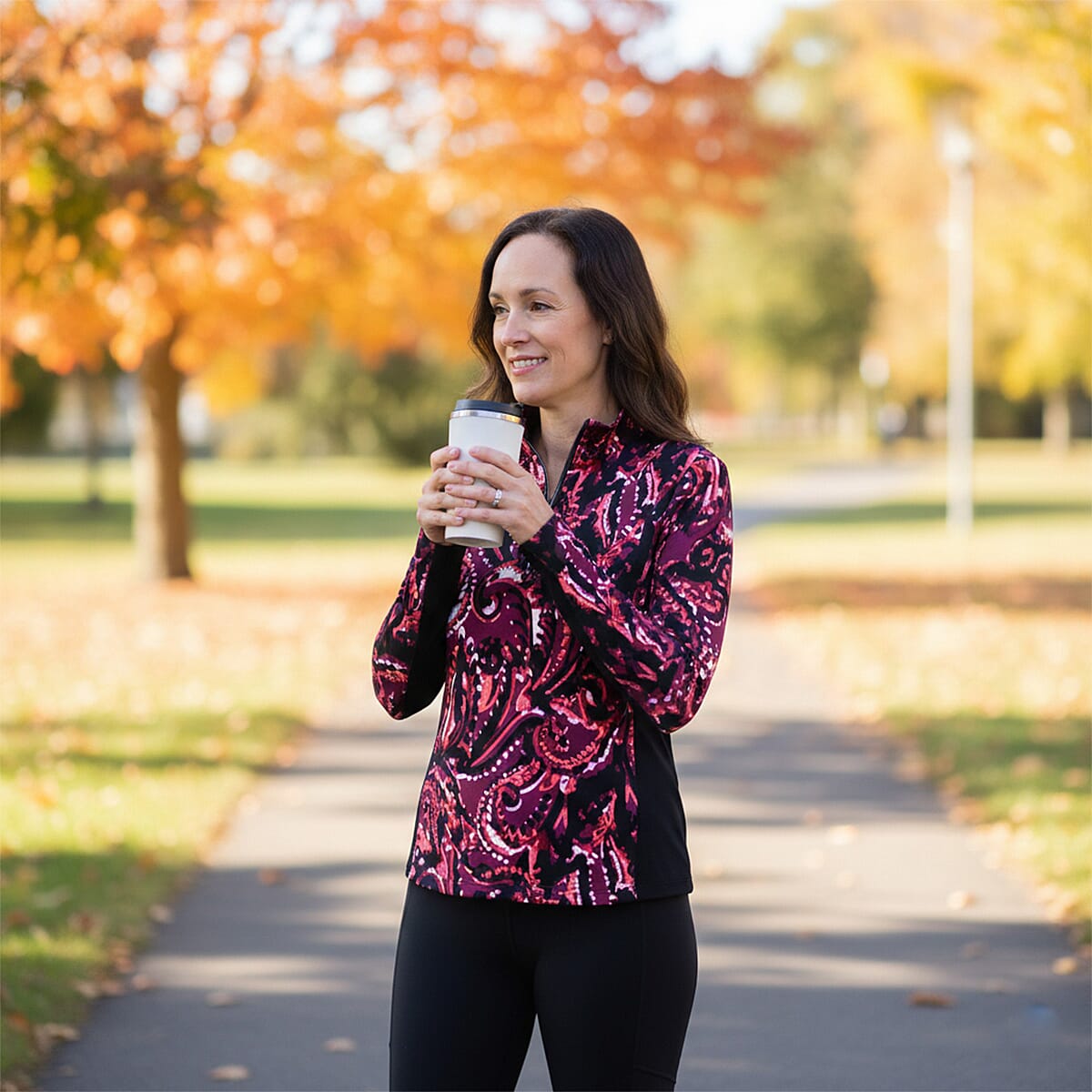 Closeout Christopher & Banks Purple Relaxed Restyled Quarter Zip Mock Neck Top - Large image number 1