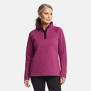 Closeout Christopher & Banks Purple Relaxed Restyled Quilted Mock Neck Top - Medium