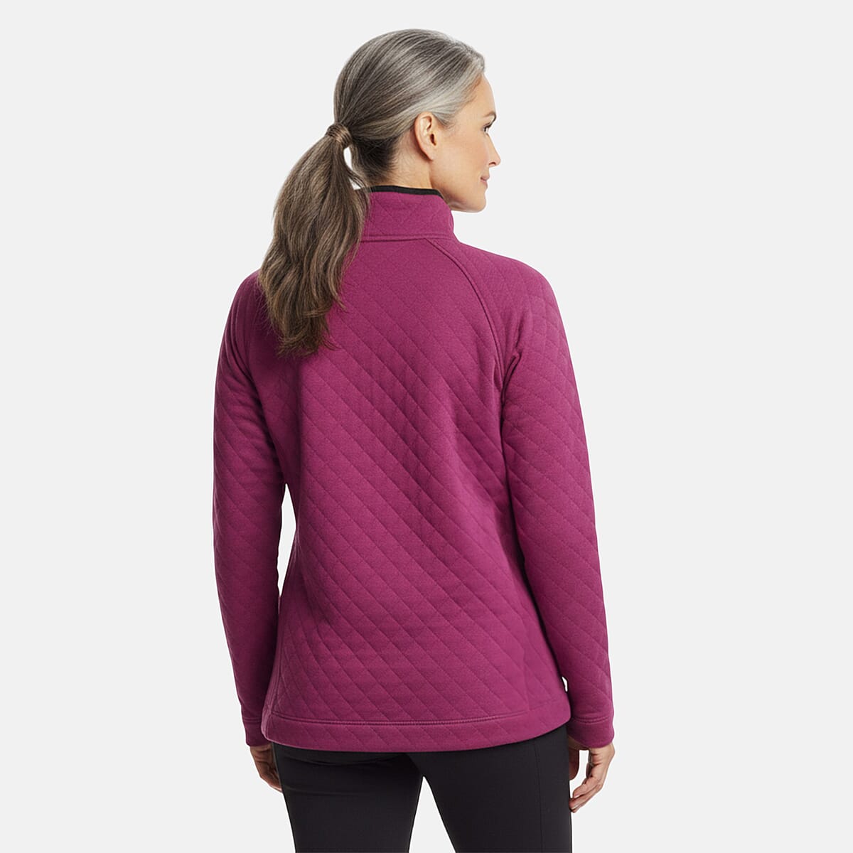 Closeout Christopher & Banks Purple Relaxed Restyled Quilted Mock Neck Top - XL image number 2
