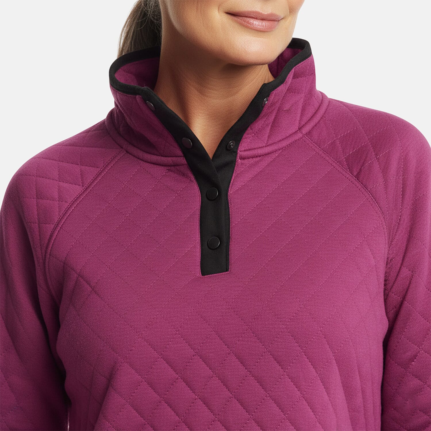 Closeout Christopher & Banks Purple Relaxed Restyled Quilted Mock Neck Top - 2X