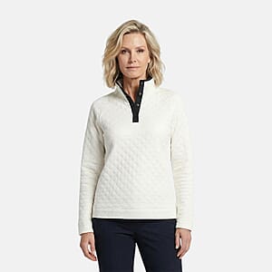 Closeout Christopher & Banks White Relaxed Restyled Quilted Mock Neck Top - XXL