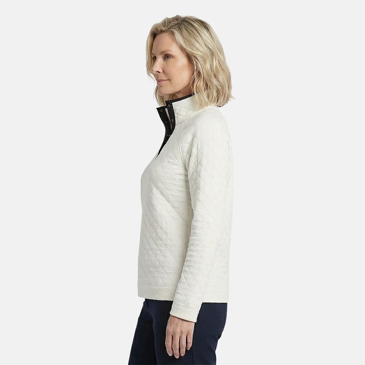 Closeout Christopher & Banks White Relaxed Restyled Quilted Mock Neck Top - XXL image number 2