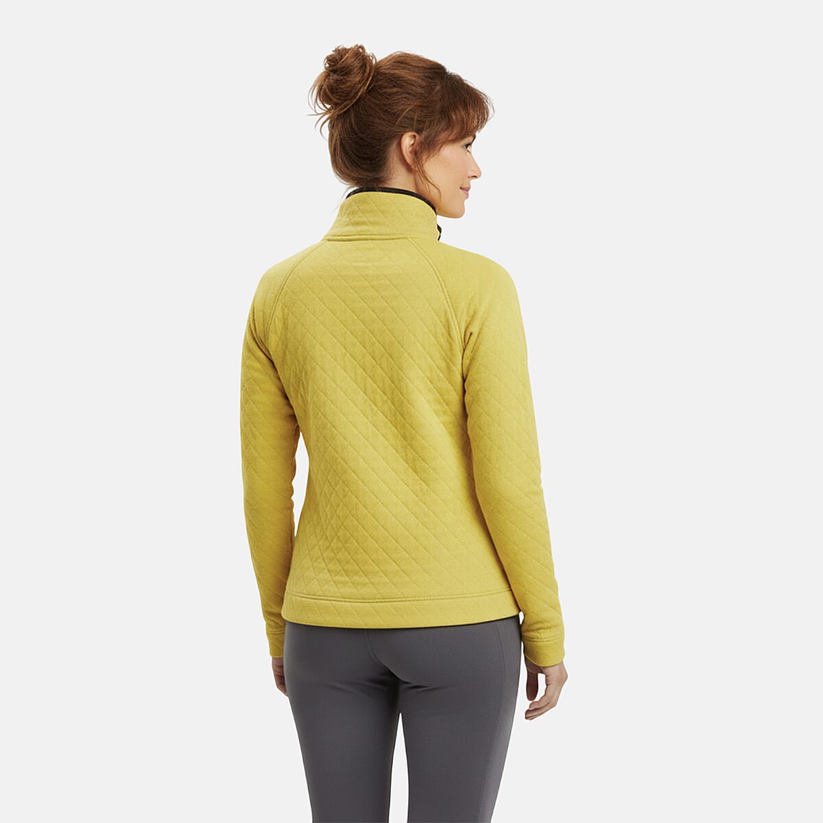 Closeout Christopher & Banks Yellow Relaxed Restyled Quilted Mock Neck Top - XL image number 1