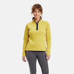Closeout Christopher & Banks Yellow Relaxed Restyled Quilted Mock Neck Top - 1X