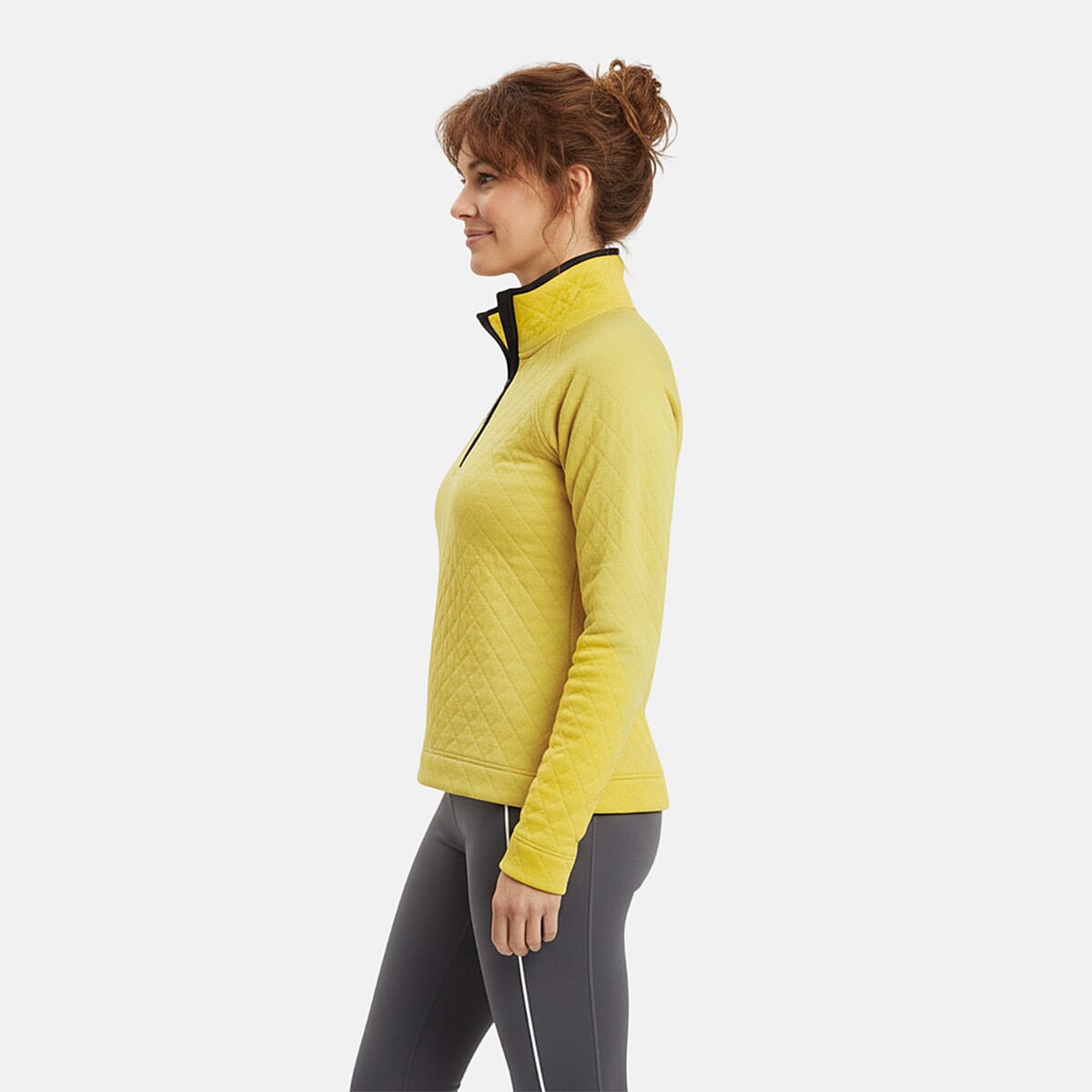 Closeout Christopher & Banks Yellow Relaxed Restyled Quilted Mock Neck Top - 1X image number 2